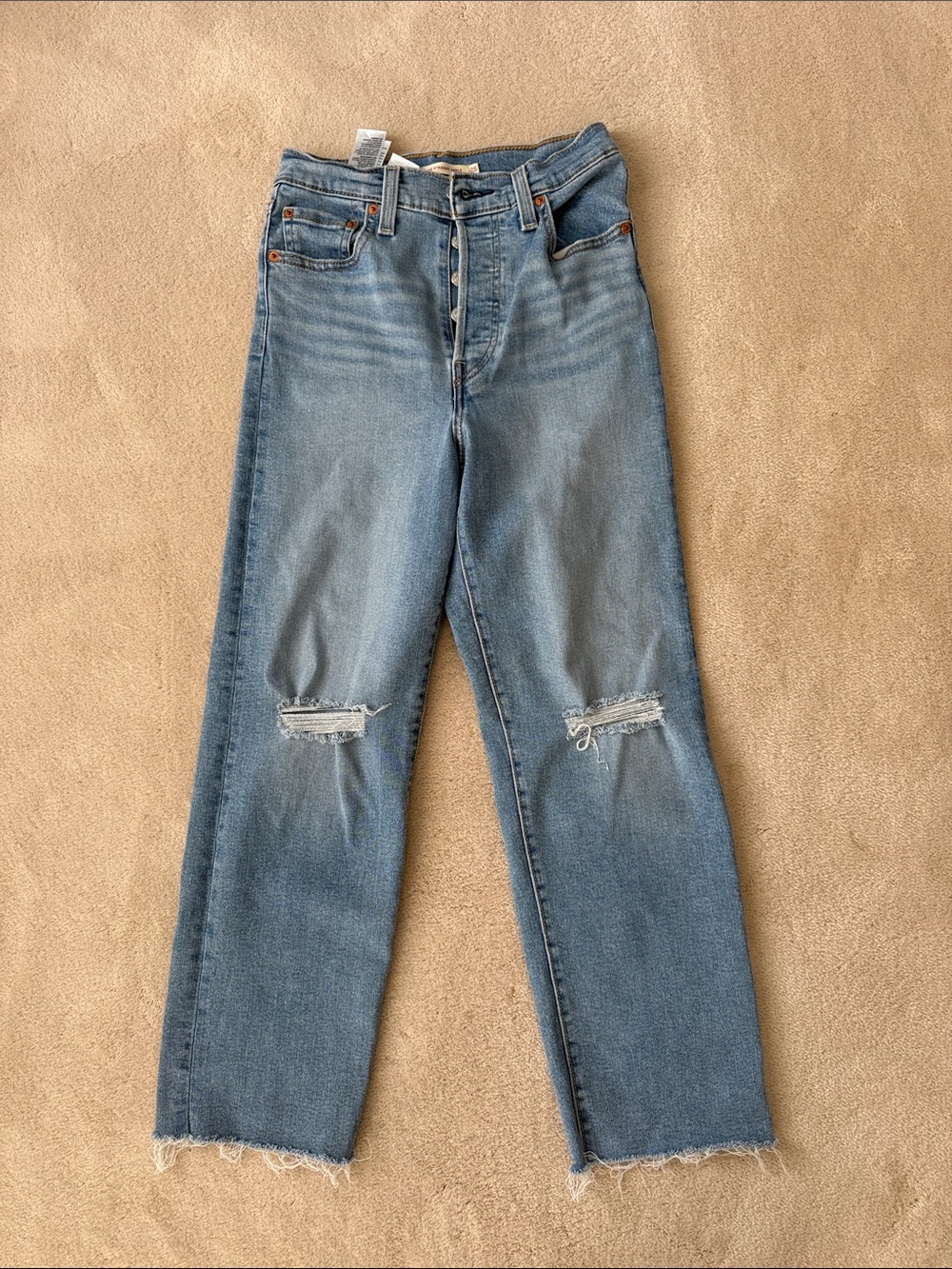 Levi's Light Blue Distressed Cropped Straight Jeans